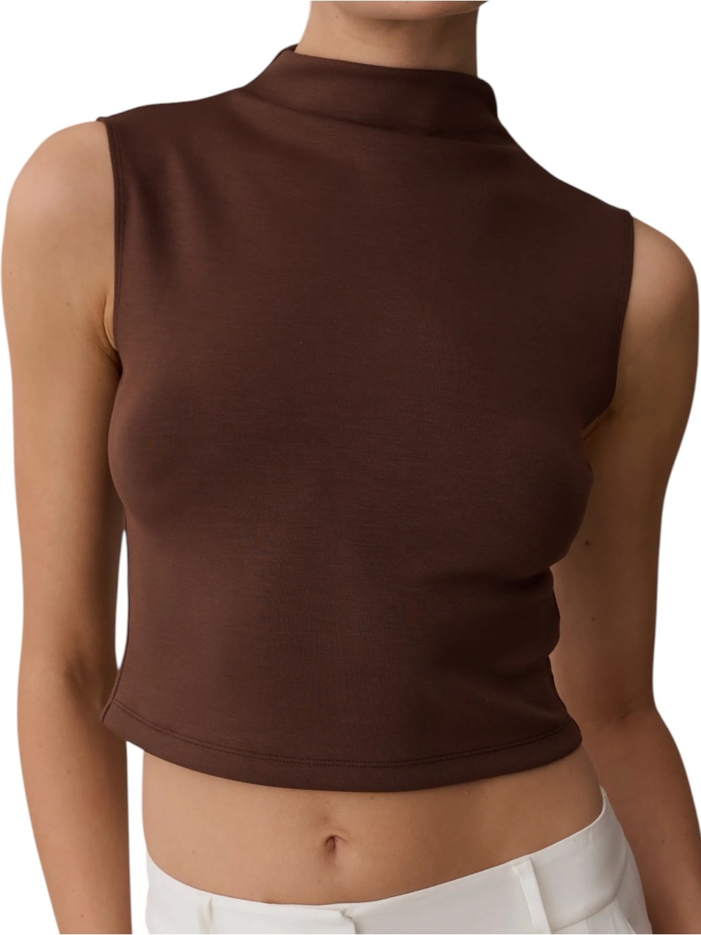 Few Moda Kourt Presley Crop Top Coffee Brown NWT